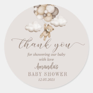 Beer met ballonnen bedankt ronde sticker