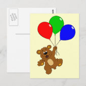 Beer met ballonnen cartoon kinder briefkaart (Voorkant / Achterkant)