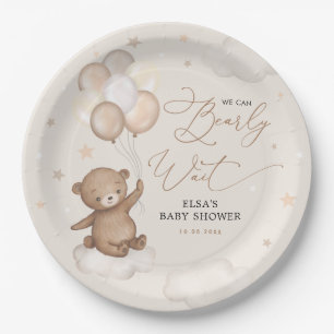 Beer met ballonnen Clouds Stars Sky Baby shower Papieren Bordje