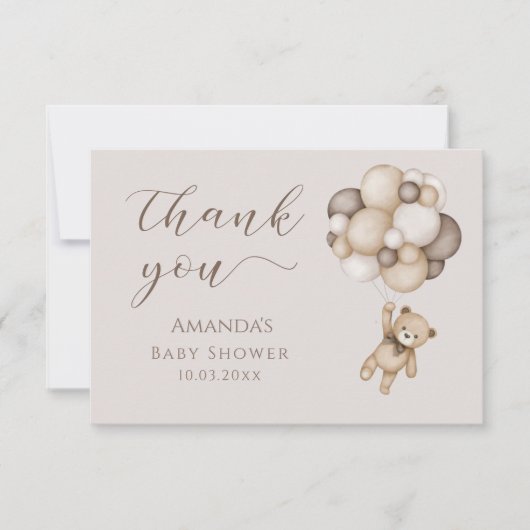 Beer met ballonnen Dank u de Kaart van de Enclosur (Voorkant)