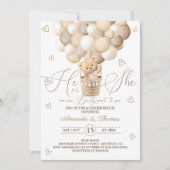 Beer met Ballonnen & Harten Gender Reveal Kaart (Voorkant)