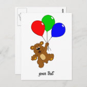 "Beer met ballonnen" kinder briefkaart (Voorkant / Achterkant)