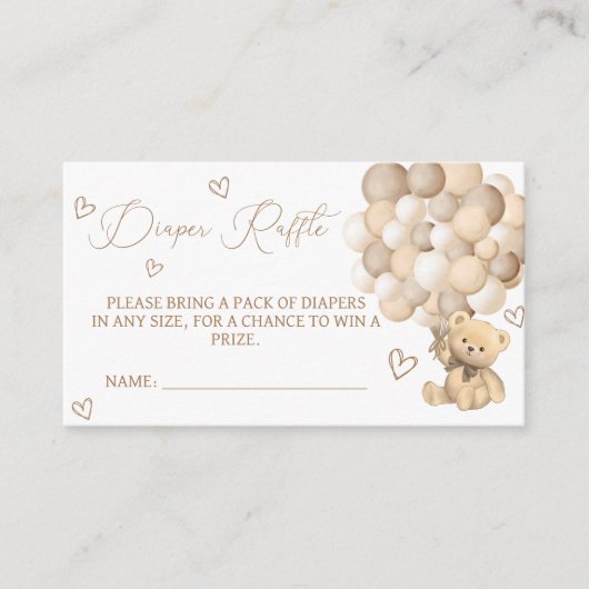 Beer met ballonnen luierkrabbel informatiekaartje (Voorkant)