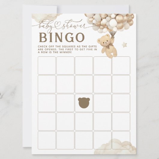 Beer met Ballonnen Neutraal Baby shower Spel Kaart (Voorkant)