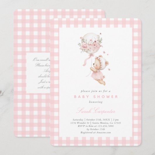 Beer met Balloon Baby shower Girl Kaart (Voorkant / Achterkant)