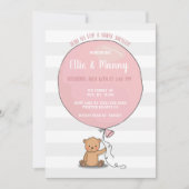 Beer met Balloon Baby shower Invitation | roze Kaart (Voorkant)