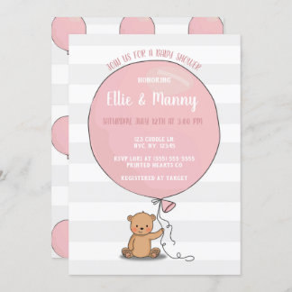 Beer met Balloon Baby shower Invitation | roze Kaart