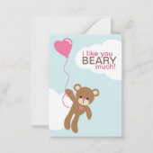 Beer met Balloon Kinder Klaslokaal Valentijnse Notitiekaartje (Voorkant)