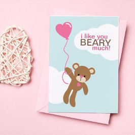 Beer met Balloon Kinder Klaslokaal Valentijnse  Notitiekaartje