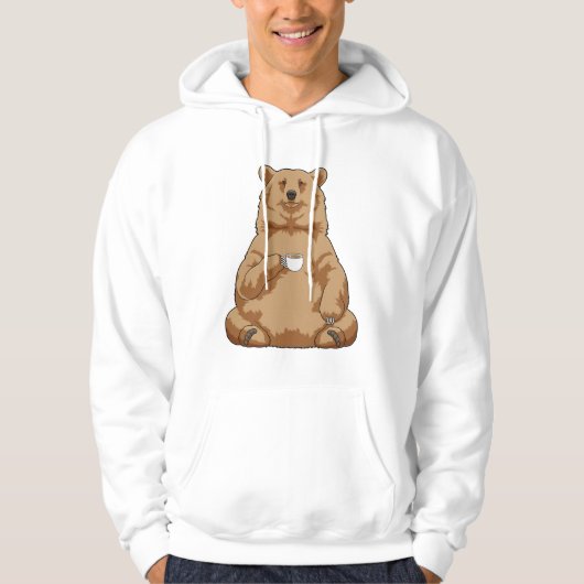 Beer met beker koffie hoodie (Voorkant)