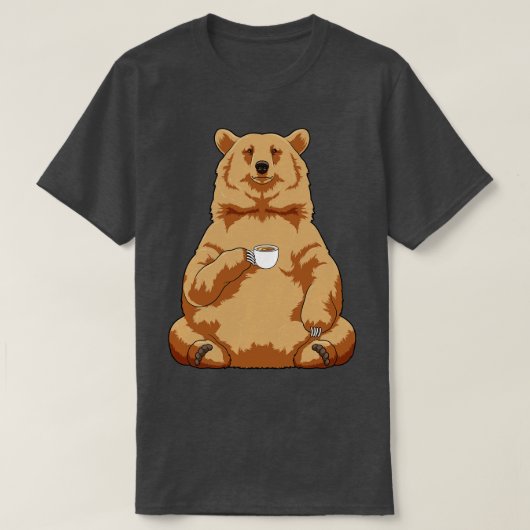 Beer met beker koffie t-shirt (Design voorkant)
