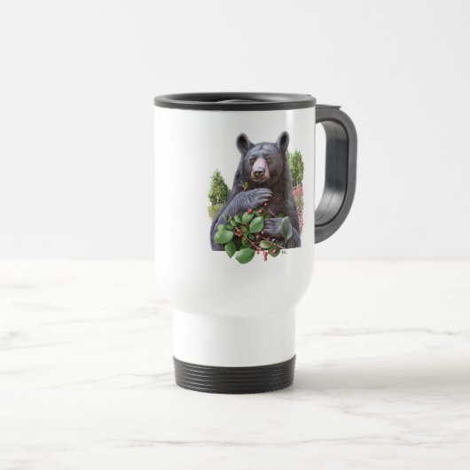 Beer met bessen takken schilderij geschenk reisbeker (Voorkant rechts)