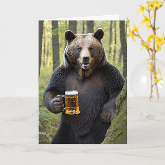 Beer met bier in Bossen Kaart (Gele Bloem)