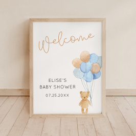 Beer met blauw en Tan Balloons Welkom Poster