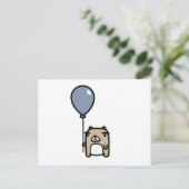 Beer met blauwe ballon briefkaart (Staand voorkant)