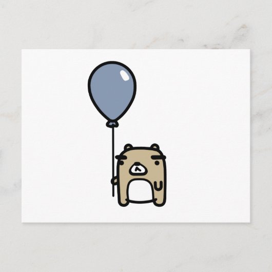 Beer met blauwe ballon briefkaart (Voorkant)