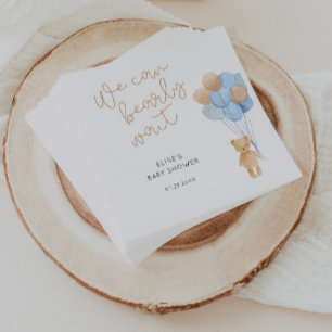 Beer met blauwe en bruine ballonnen servet