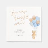 Beer met blauwe en bruine ballonnen servet (Voorkant)