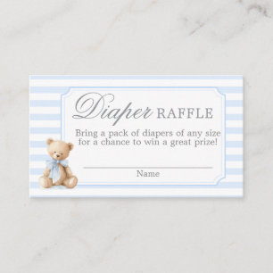 Beer met blauwe strepen Baby shower Luierspel Kaar Informatiekaartje
