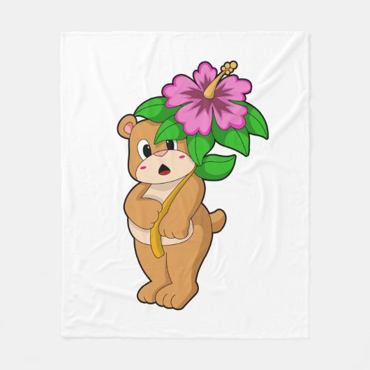 Beer met Bloedvat Hibiscus Fleece Deken (Voorkant)