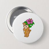 Beer met Bloedvat Hibiscus Ronde Button 7,6 Cm (Voorkant /achterkant)