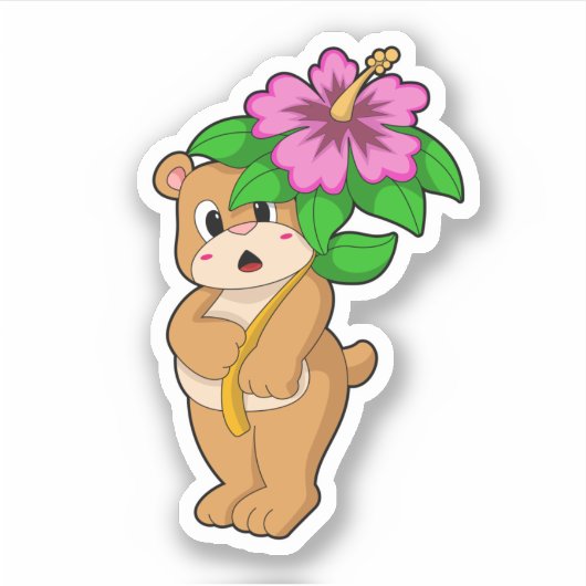 Beer met Bloedvat Hibiscus Sticker (Voorkant)