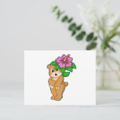 Beer met bloem hibiscus briefkaart (Staand voorkant)