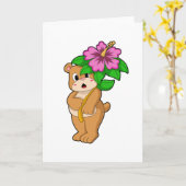 Beer met bloem Hibiscus Kaart (Gele Bloem)