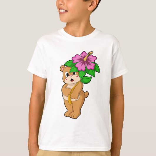 Beer met Bloem Hibiscus T-shirt (Voorkant)