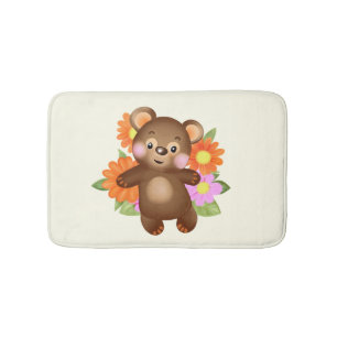 Beer met bloemen badmat