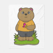 Beer met bloemen fleece deken (Voorkant)