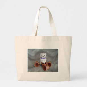 Beer met bloemen grote tote bag