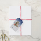 Beer met bloemen in de Labels met sneeuwcadeau Cadeaulabel (Met Touw)