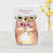 beer met bloemen kaart (Gele Bloem)