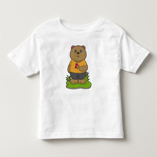 Beer met bloemen kinder shirts (Voorkant)