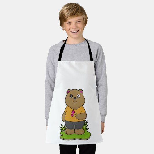 Beer met bloemen schort (Gedragen)