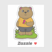 Beer met bloemen sticker (Vel)