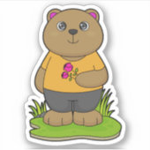 Beer met bloemen sticker (Voorkant)