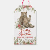 Beer met bloemen | Vrolijk kerstfeest Cadeaulabel (Voorkant)