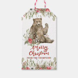 Beer met bloemen | Vrolijk kerstfeest Cadeaulabel