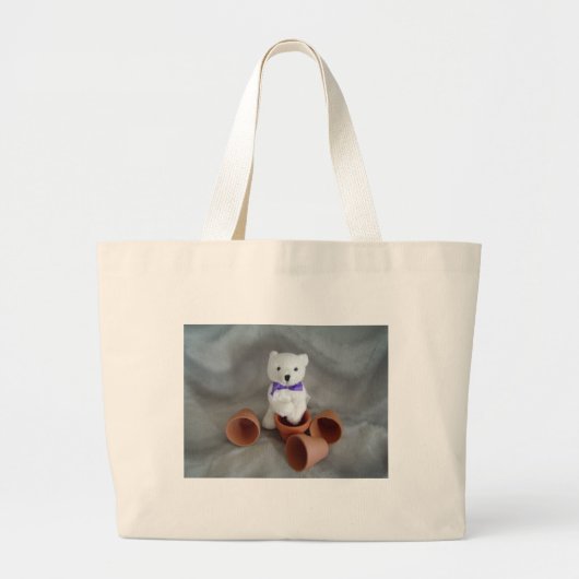 Beer met bloempotten grote tote bag (Voorkant)