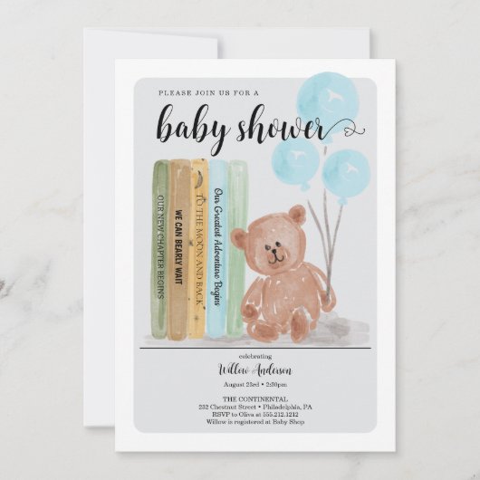 Beer met Boeken Bearly Wait Boy Baby shower Kaart (Voorkant)