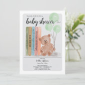 Beer met Boeken Bearly Wait Green Baby shower Kaart (Staand voorkant)