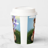 Beer met boeket bloem-30926 papieren bekers (Links)