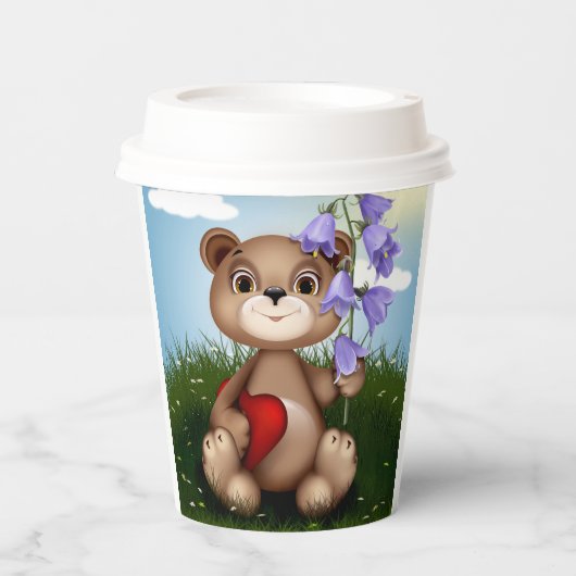 Beer met boeket bloem-30926 papieren bekers (Voorkant)