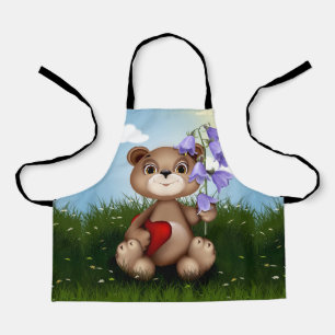 Beer met boeket bloem-30926 schort