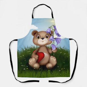 Beer met boeket bloem-30926 schort