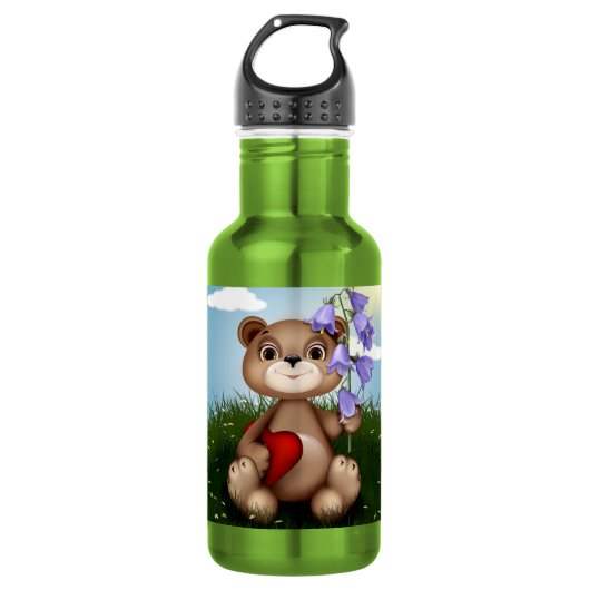 Beer met boeket bloem-30926 waterfles (Voorkant)