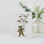 Beer met boekvlinders briefkaart (Staand voorkant)