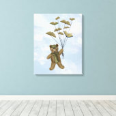 Beer met boekvlinders canvas afdruk (Insitu (Houten vloer))